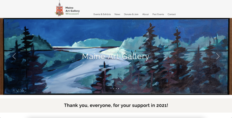 image of homepage of Maine Art Gallery Wiscasset